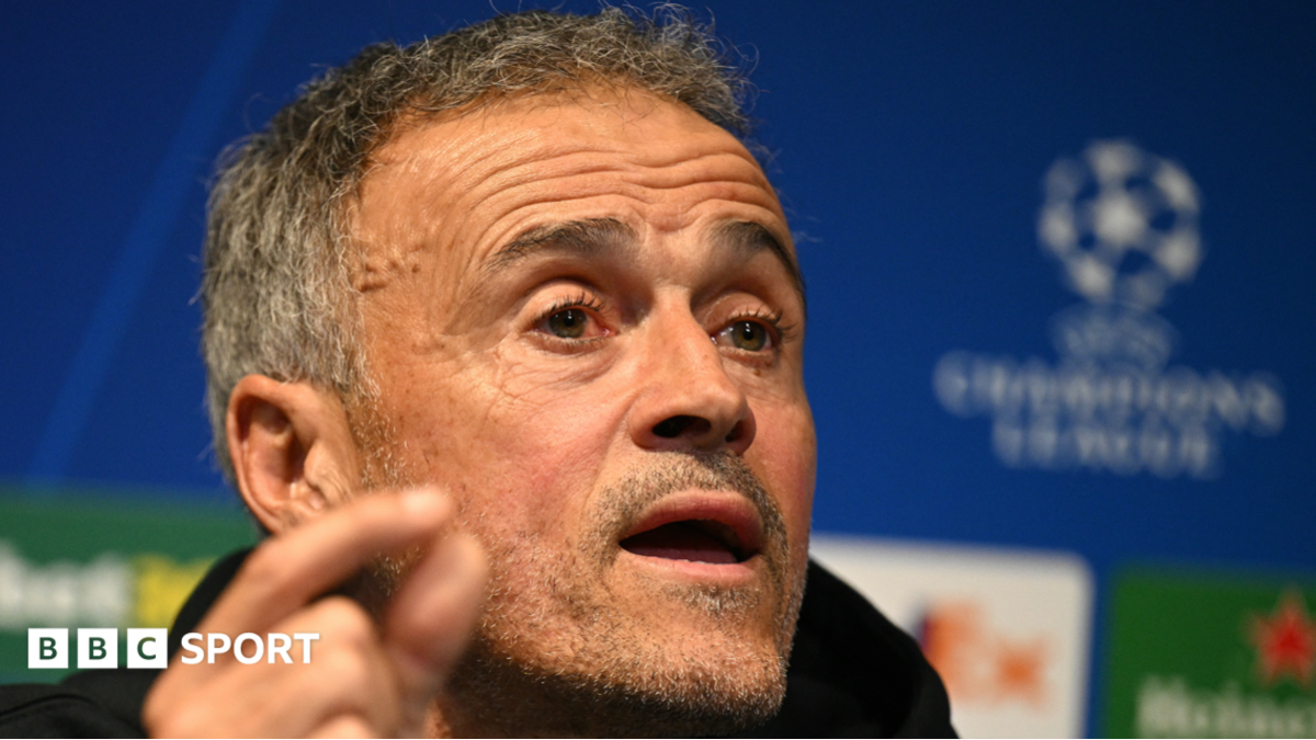 Paris St-Germain boss Luis Enrique at a news conference before his team's Champions League game with Manchester City